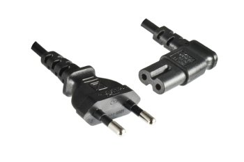 Power cable KOREA 2pin to C7 90°, 0.75mm², approval: KC mark (KTL), black, length 1.80m