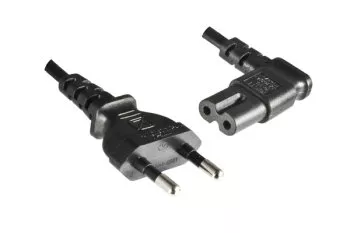 Power cable KOREA 2pin to C7 90°, 0.75mm², approval: KC mark (KTL), black, length 1.80m