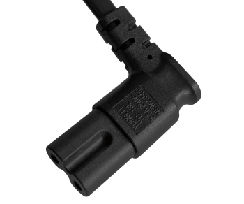 Napajalni kabel KOREA 2pin do C7 90°, 0,75 mm², homologacija: oznaka KC (KTL), črn, dolžina 1,80 m