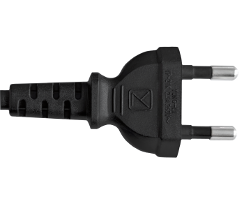 Napajalni kabel KOREA 2pin do C7 90°, 0,75 mm², homologacija: oznaka KC (KTL), črn, dolžina 1,80 m