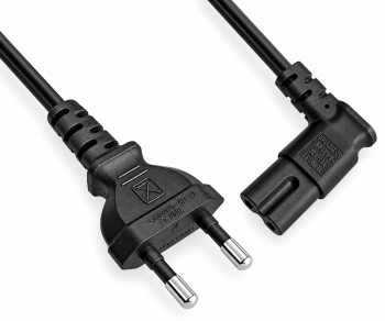 Power cable KOREA 2pin to C7 90°, 0.75mm², approval: KC mark (KTL), black, length 1.80m