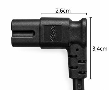 Power cable KOREA 2pin to C7 90°, 0.75mm², approval: KC mark (KTL), black, length 1.80m