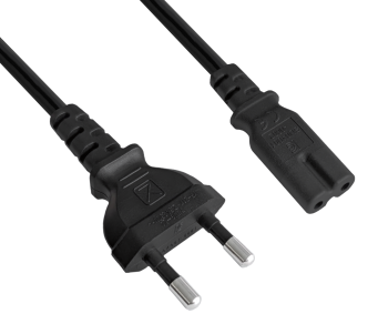 Cabo de alimentação KOREA 2pinos para C7, H05VVH2-F, 0,75mm², KOR 2pinos/IEC 60320-C7, KTL, preto, comprimento 1,80m