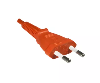 Netzkabel Eurostecker Typ C auf C7, 0,75mm², VDE, orange, Länge 1,80m