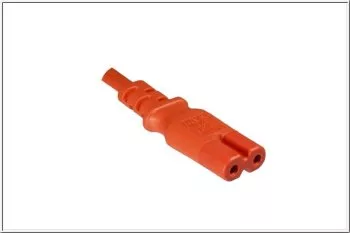 Netzkabel Eurostecker Typ C auf C7, 0,75mm², VDE, orange, Länge 1,80m