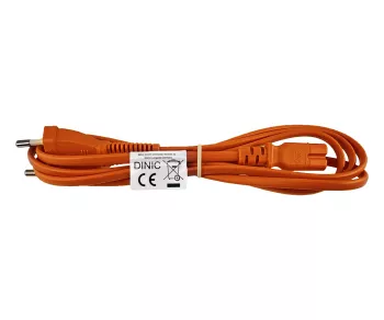 Power cable Euro plug type C to C7, 0.75mm², VDE, orange, length 1.80m