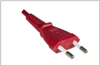 Power cord Euro plug type C to C7, 0,75mm², VDE, red, length 1,80m