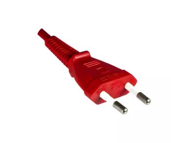 Câble secteur prise européenne type C sur C7, 0,75mm², VDE, rouge, longueur 1,80m
