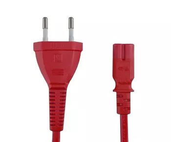 Napájecí kabel Euro zástrčka typ C až C7, 0,75 mm², VDE, červený, délka 1,80 m