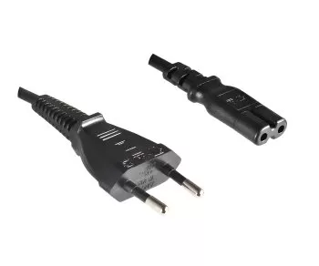 Netzkabel Typ C Schweiz auf C7, 0,75mm², CH 2-Pin, IEC 60884-1, SEV, schwarz, Länge 1,80m