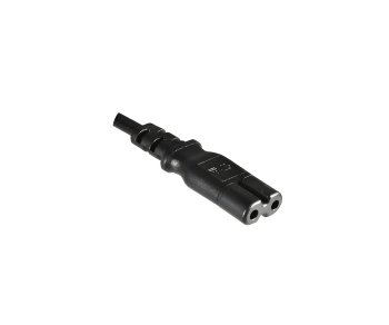 Netzkabel Typ C Schweiz auf C7, 0,75mm², CH 2-Pin, IEC 60884-1, SEV, schwarz, Länge 1,80m