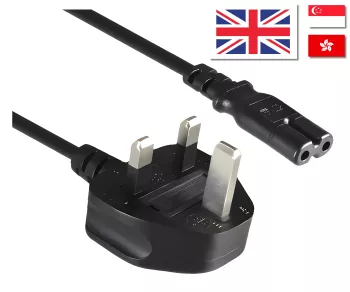 Cavo di rete Inghilterra UK tipo G 3A a C7, 0,75 mm², omologazione: ASTA, HK, marchio di sicurezza, nero, 1,80 m