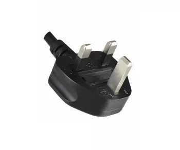Netzkabel England UK Typ G 3A auf C7 gewinkelt (unten), 0,75mm², Zulassung: ASTA, schwarz, Länge 1,80m