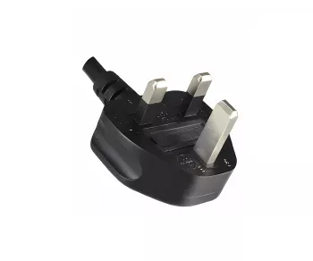 Mains cable England UK type G 3A to C7 angled (left, right), 0.75mm², approval: ASTA, black, length 1.80m