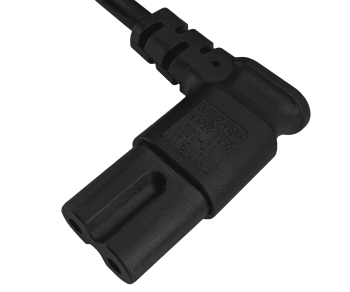 Tīkla kabelis England UK G tips 3A uz C7 leņķveida (kreisais, labais), 0,75 mm², apstiprinājums: ASTA, melns, garums 1,80 m