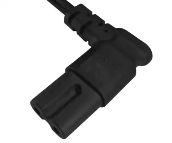 Netkabel Engeland UK type G 3A naar C7 haaks (links, rechts), 0,75mm², goedkeuring: ASTA, zwart, lengte 1,80m