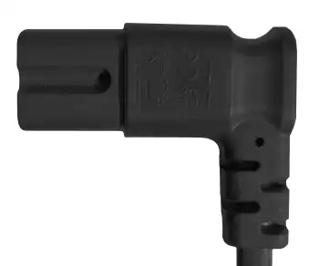 Netkabel Engeland UK type G 3A naar C7 haaks (links, rechts), 0,75mm², goedkeuring: ASTA, zwart, lengte 1,80m