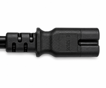 Netzkabel Amerika USA NEMA 1-15P, Typ A auf C7, AWG18, 7A, SPT, Zulassungen: UL/CSA, schwarz, Länge 1,80m