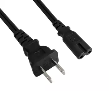 Netzkabel Amerika USA NEMA 1-15P, Typ A auf C7, AWG18, 7A, SPT, Zulassungen: UL/CSA, schwarz, Länge 1,80m