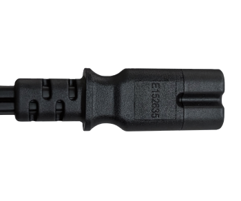 Netzkabel Amerika USA NEMA 1-15P, Typ A auf C7, AWG18, 7A, SPT, Zulassungen: UL/CSA, schwarz, Länge 1,80m