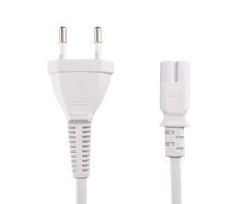 Câble secteur prise européenne type C sur C7, 0,75mm², VDE, blanc, longueur 2,00m