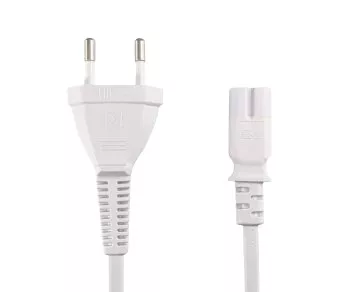 Napájecí kabel Euro zástrčka typ C na C7, 0,75 mm², Euro zástrčka/IEC 60320-C7, VDE, bílý, krabice DINIC s Euro otvorem, délka 2,00 m