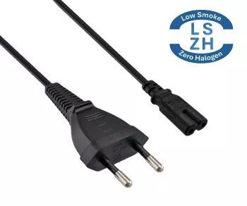 Napájecí kabel LSZH Euro zástrčka typ C až C7, 0,75 mm², VDE, černý, délka 1,80 m