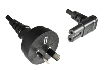 Cavo di rete Australia tipo I a C7 90° inferiore, 0,75 mm², SAA, nero, lunghezza 2,00 m