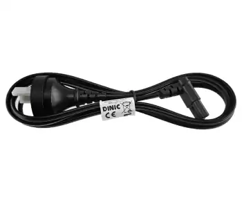 Maitinimo kabelis Australija I tipo su C7 90° apačia, 0,75 mm², SAA, juodas, 2,00 m ilgio