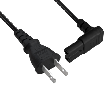 Omrežni kabel Japonska, tip A do C7 90° spodaj, homologacija: PSE, VFF, črn, dolžina 1,80 m