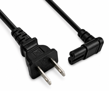 Netzkabel Amerika USA NEMA 1-15P, Typ A auf C7 90°, AWG18,  SPT, Zulassungen: UL/CSA, schwarz, Länge 1,80m