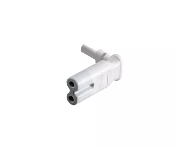 Euro plug type C to C7 90° down, 0,75mm², VDE, white, length 2,00m