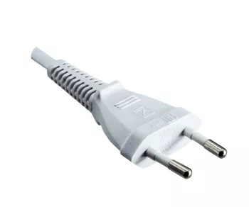 Euro plug type C to C7 90° down, 0,75mm², VDE, white, length 2,00m