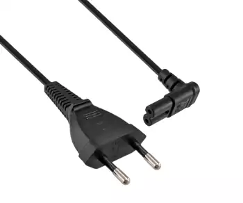 Euroconector tipo C a C7 fondo 90°, 0,75mm², VDE, negro, longitud 2,00m