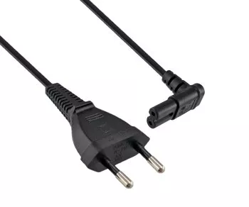 Wtyczka Euro typu C do C7 90° dolna, 0,75 mm², VDE, czarna, długość 2,00 m