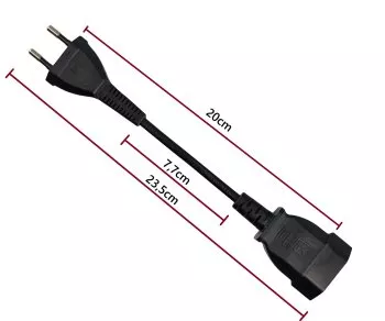 Netzkabel Eurostecker auf Eurobuchse, 0,75mm², Euro CEE 7/16, Verlängerung, schwarz, DINIC Box mit Euroloch, Länge 0,20m