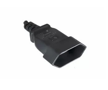 Power cable Euro plug to Euro socket, 0.75mm², Euro CEE 7/16, extension, black, DINIC box with Euro hole, length 0.20m