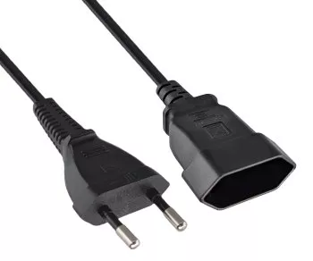 Napájecí kabel Euro zástrčka do zásuvky, 0,75 mm², prodlužovací, černý, délka 2,00 m