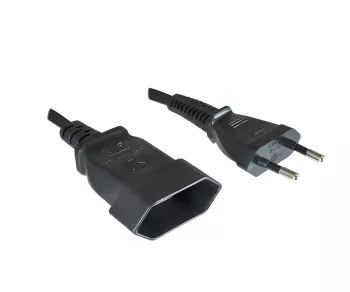 Netzkabel Eurostecker auf Buchse, 0,75mm², Verlängerung, schwarz, Länge 2,00m