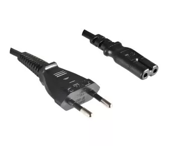 Netzkabel Eurostecker Typ C auf C7, 0,75mm², VDE, schwarz, Länge 5,00m