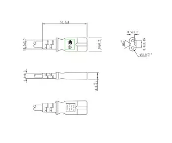 Voedingskabel Eurostekker type C naar C7, 0,75mm², VDE, groen, lengte 1,80m