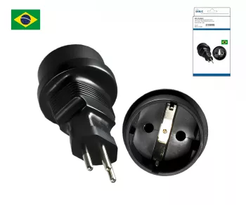 Power adapter Brazil CEE 7/3 to BRA type N, black, DINIC box with Euro hole