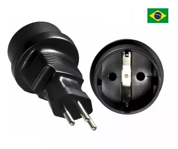 Power adapter Brazil CEE 7/3 to BRA type N, black, DINIC box with Euro hole