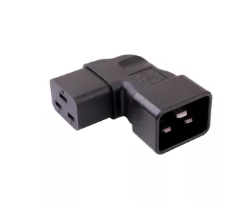 C19 to C20 angled mains adapter, YL-3318L-1 IEC 60320-C19/20 angled sideways, right/left