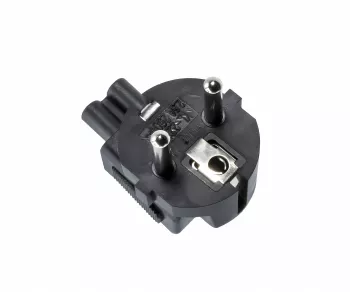 Power adapter, mains adapter CEE 7/7 to C5 Mickey Mouse 90°