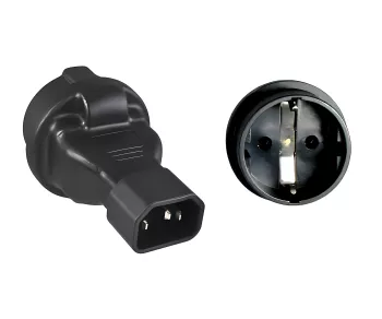 Stromadapter, Netzadapter Schutzkontaktbuchse CEE 7/3 auf C14 Kaltgerätestecker, USV Adapter