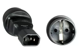 Adaptador de corriente, adaptador de red enchufe de seguridad CEE 7/3 a clavija IEC C14, adaptador SAI