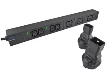 Stromadapter, Netzadapter Schutzkontaktbuchse CEE 7/3 auf C14 Kaltgerätestecker, USV Adapter