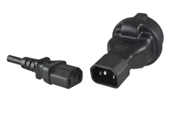 Stromadapter, Netzadapter Schutzkontaktbuchse CEE 7/3 auf C14 Kaltgerätestecker, USV Adapter