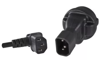 Stromadapter, Netzadapter Schutzkontaktbuchse CEE 7/3 auf C14 Kaltgerätestecker, USV Adapter